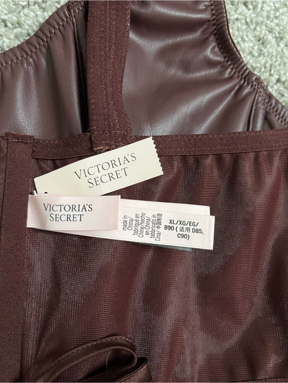 Victoria's Secret Lace-Up Leather Bralette in Wine - Picture 7 of 10